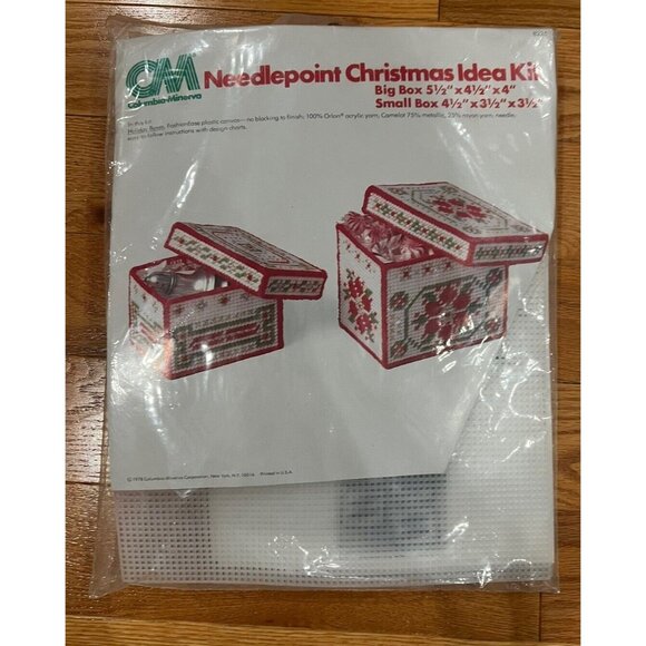 Columbia Minerva Needlepoint Christmas Idea Kit Holiday Boxes 8235 - Picture 1 of 6